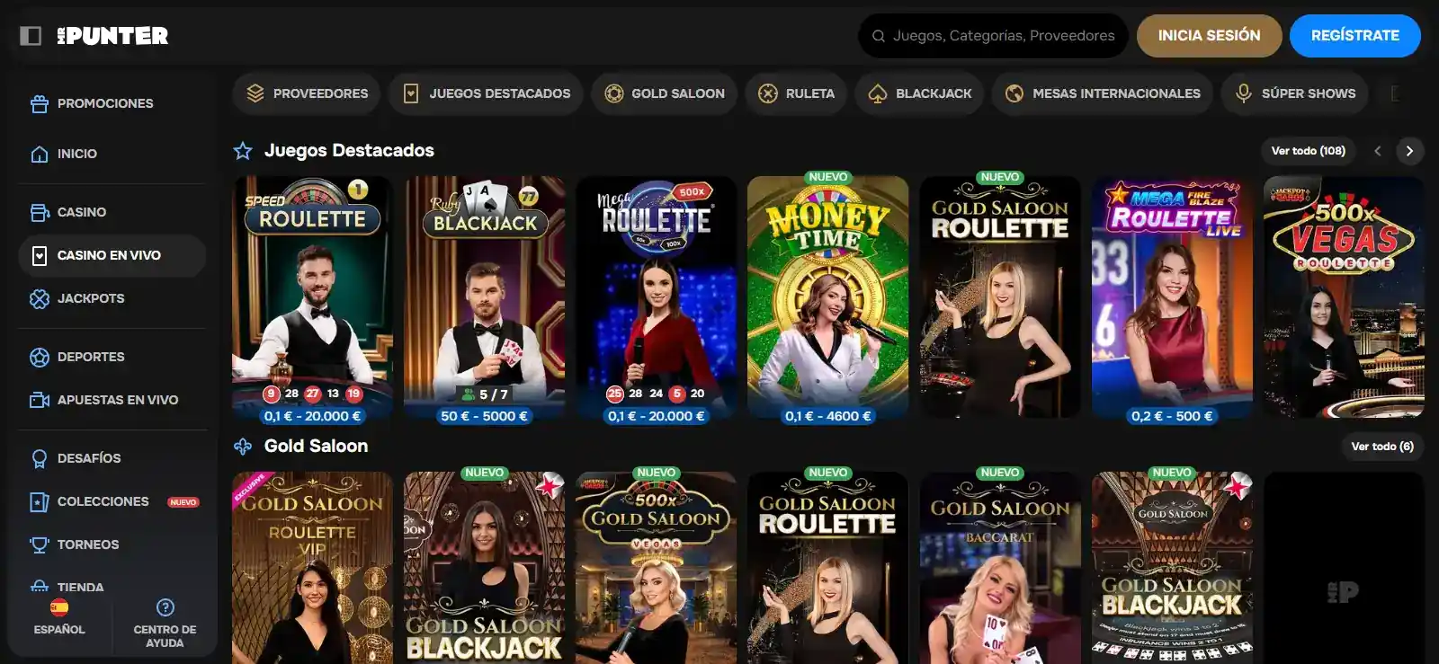 Mesas de casino en vivo disponibles en MrPunter