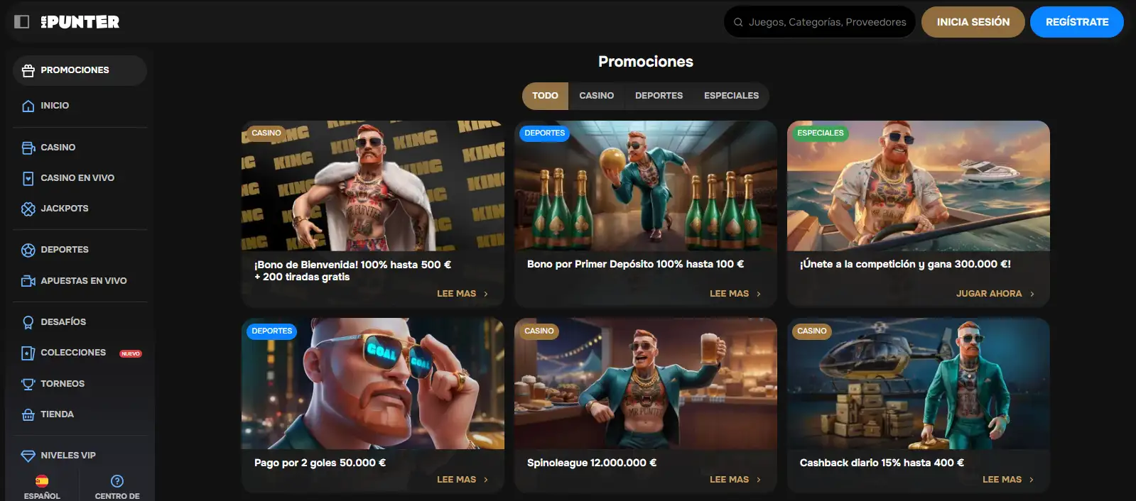 Promociones de MrPunter con varias ofertas de casino disponibles